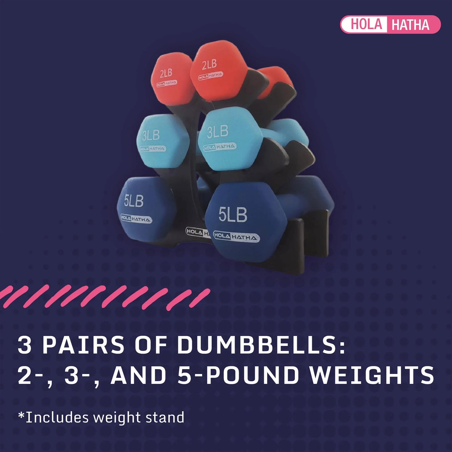 3, 5, and 8 Pound Dumbbell Hand Weight Set with Storage Rack