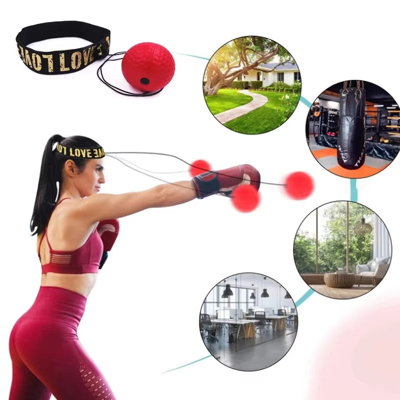 Muay Thai Boxing Speed Ball with Head Band for Sanda Boxing Fighting Fast Speed Reaction Time Training Boxing Reflex Trainer