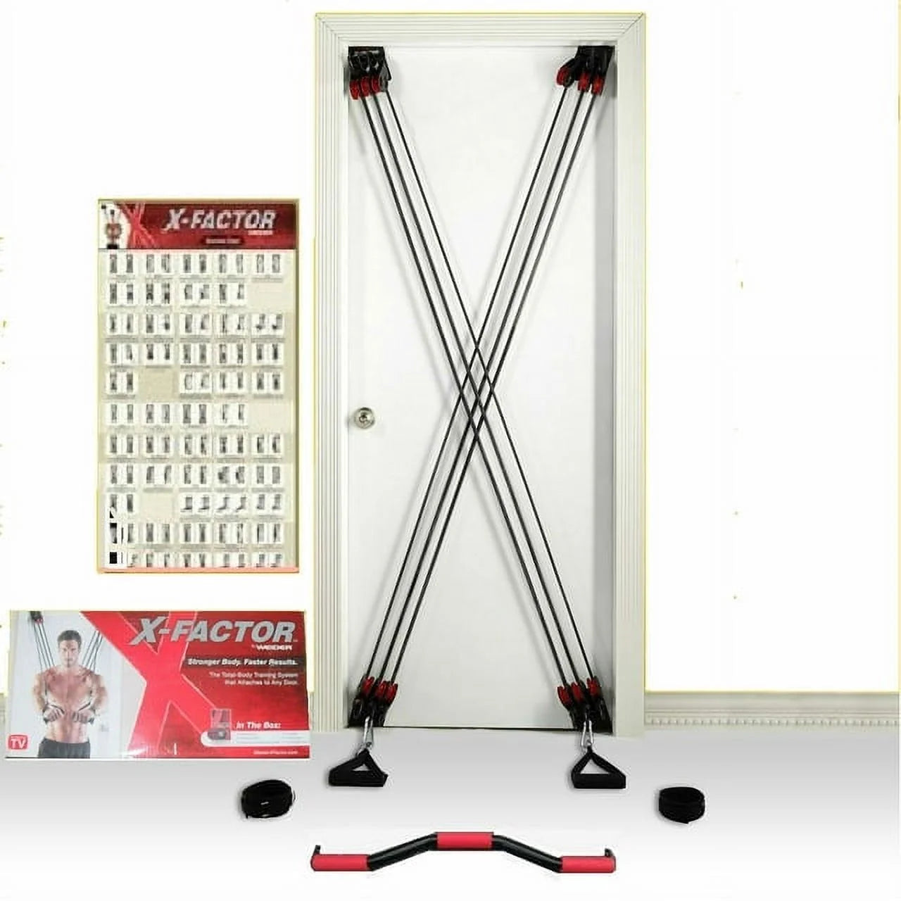 Full Body Workout Home Fitness System with DVD, Workout Chart, and Straight Bar