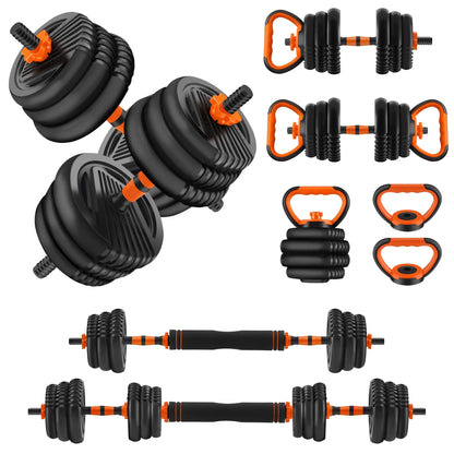 Adjustable Weight Dumbbell Set, Black/Orange, 55 Lb